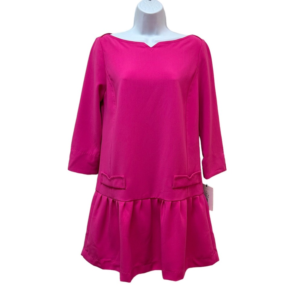 Victoria Beckham for Target Women's Fuchsia Jacquard Drop Waist Dress Size S NWT